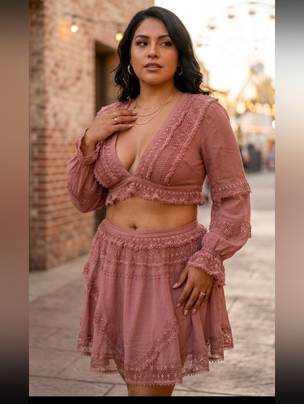 Boho Lace Two-Piece Set| Rosevelvet| Size 1X